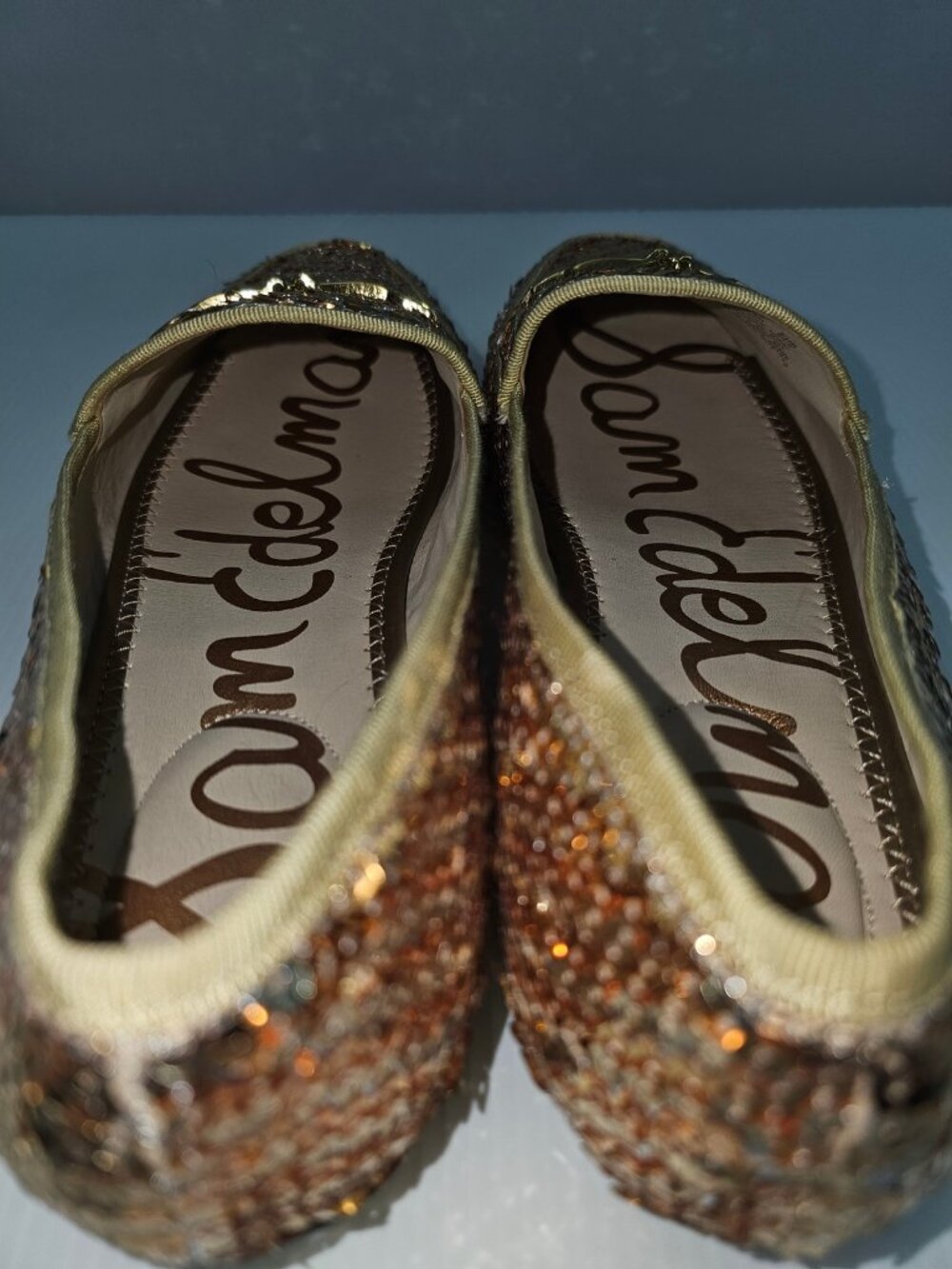 Sam Edelman Loraine Horsebit Loafer Womens 9.5 Gold Multi Sequin Slip On Flats - Picture 10 of 14